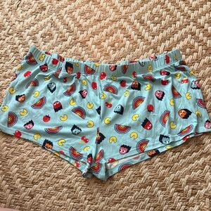 Light Blue Athletic Shorts with Fun Rainbow & Character Print